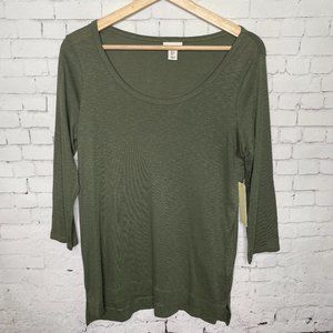 NWT Mercer & Madison Olive Green Top Blouse Small Business Casual Shirt Attire